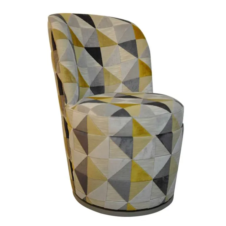 Adèle Chauffeuse pivotante moderne avec tissu à motifs fabriquée en France
