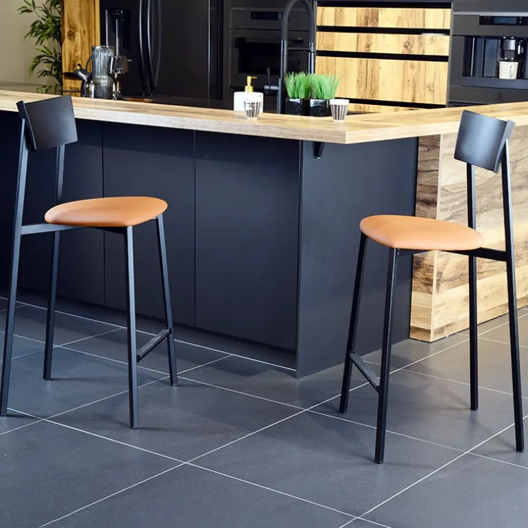 Anémone Carrier® Tabouret de bar en métal made in France assise rembourrée