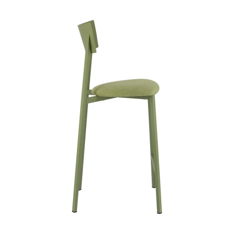 Anémone Carrier® Tabouret snack français avec assise en tissu rembourrée et dossier métal