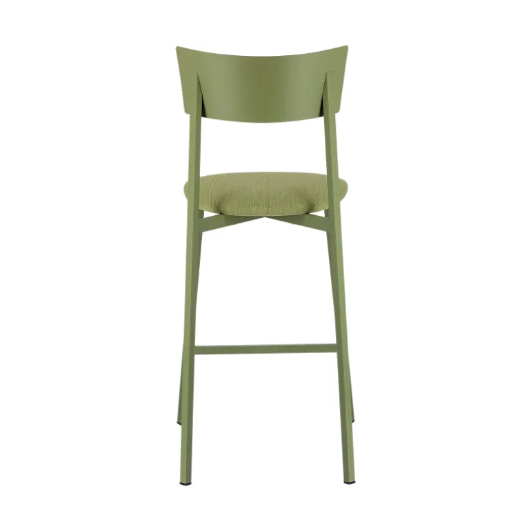 Anémone Carrier® Tabouret snack français avec assise en tissu rembourrée et dossier métal