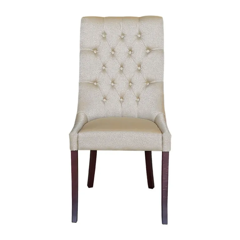 Carol Chaise matelassée en tissu pieds bois