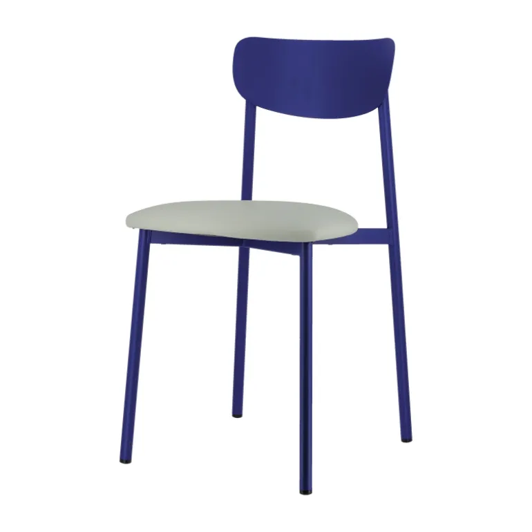 Colette Carrier® Chaise française en métal avec assise en simili rembourrée
