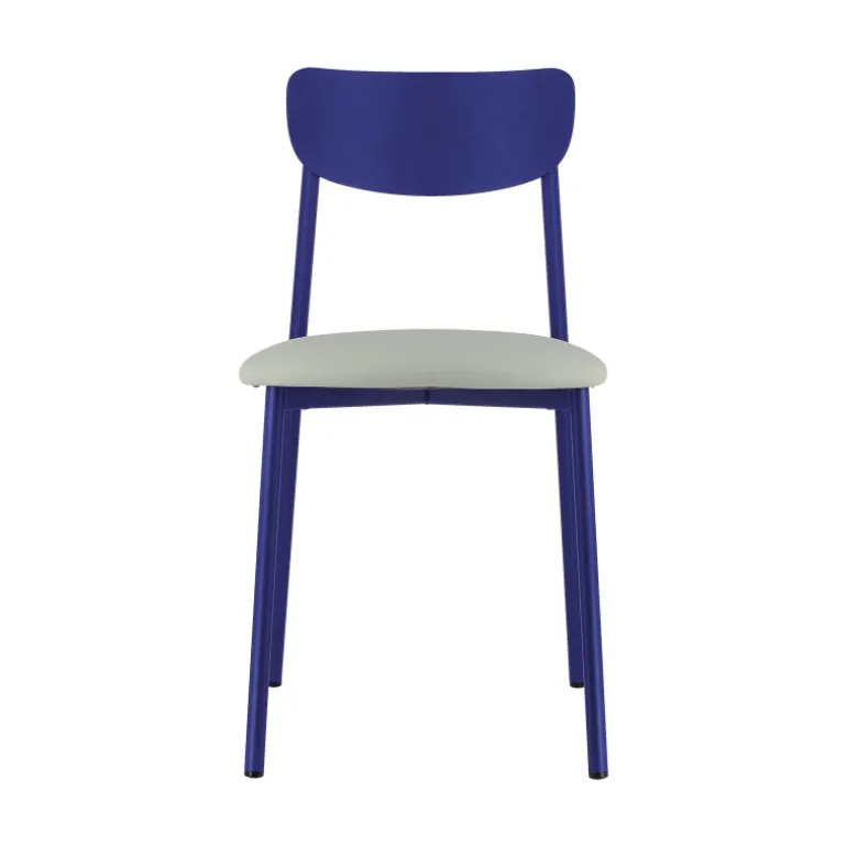 Colette Carrier® Chaise française en métal avec assise en simili rembourrée