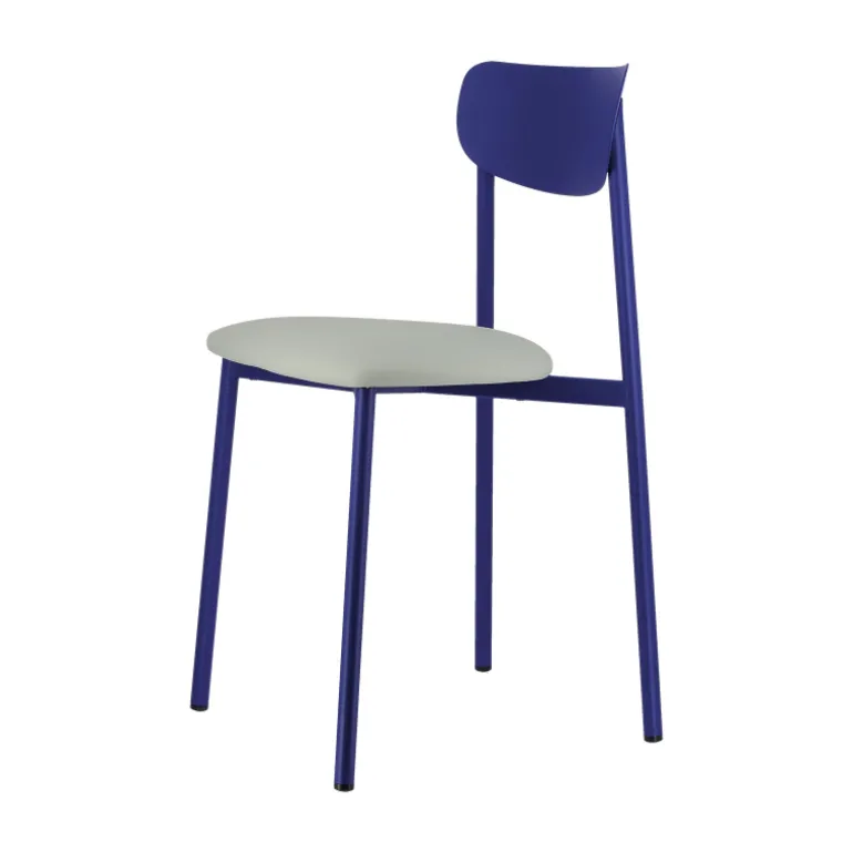 Colette Carrier® Chaise française en métal avec assise en simili rembourrée