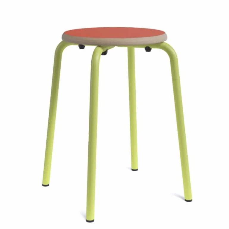 Collège Tabouret bas vintage en métal et bois