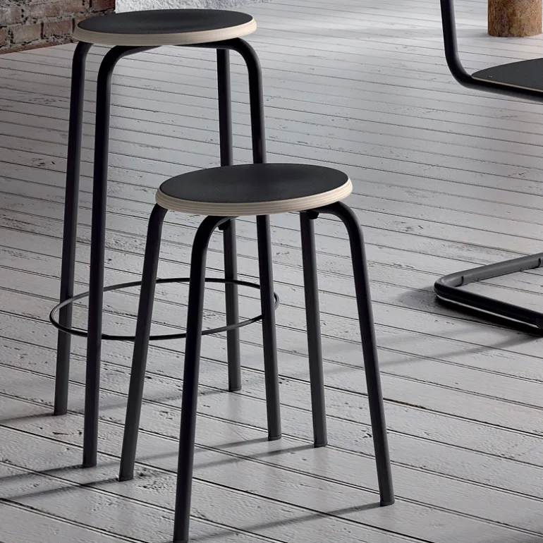 Collège Tabouret snack vintage sans dossier bois et métal