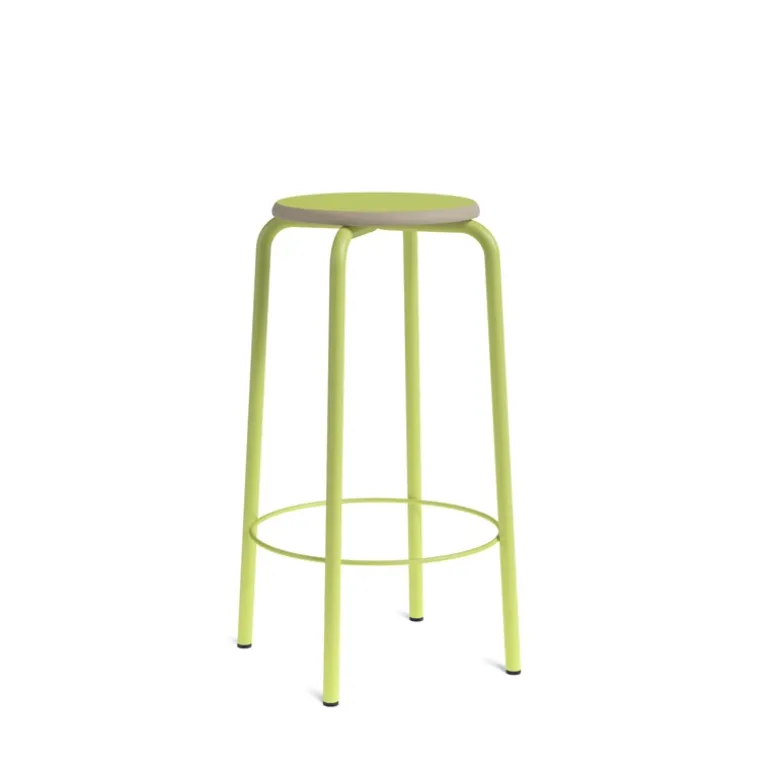 Collège Tabouret snack vintage sans dossier bois et métal