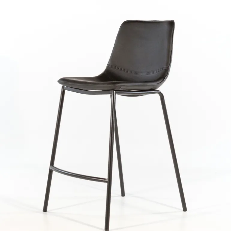 CoqueTabouret coque snack en synthétique et pieds en métal noir