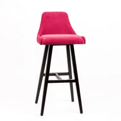 Lars diamant Tabouret de bar en tissu dos matelassé pieds bois