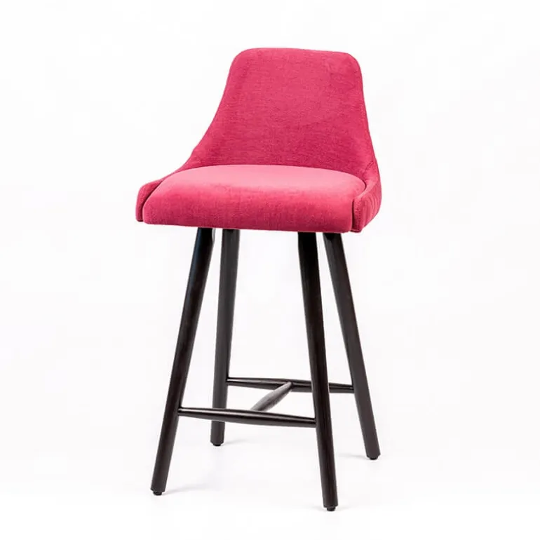 Lars diamant Tabouret snack matelassé en tissu et pieds en bois
