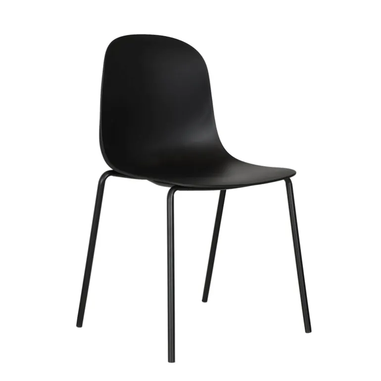 LilyChaise coque moderne empilable en polypropylène avec pieds en métal