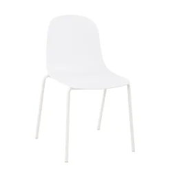 LilyChaise coque moderne empilable en polypropylène avec pieds en métal
