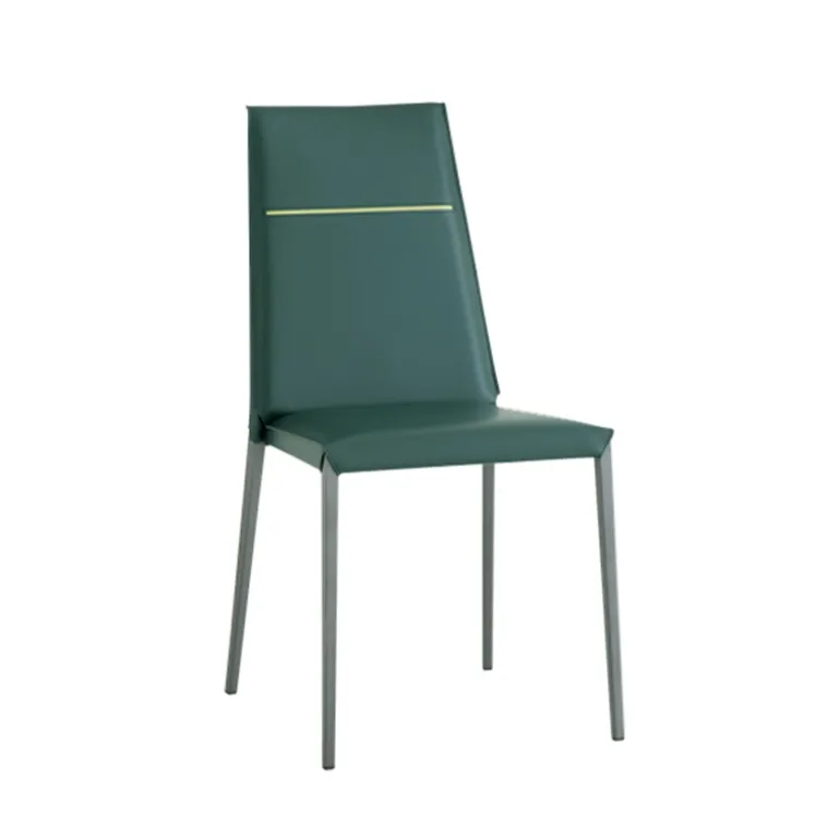 Lolas S Chaise en croûte de cuir fabrication italienne avec liseré