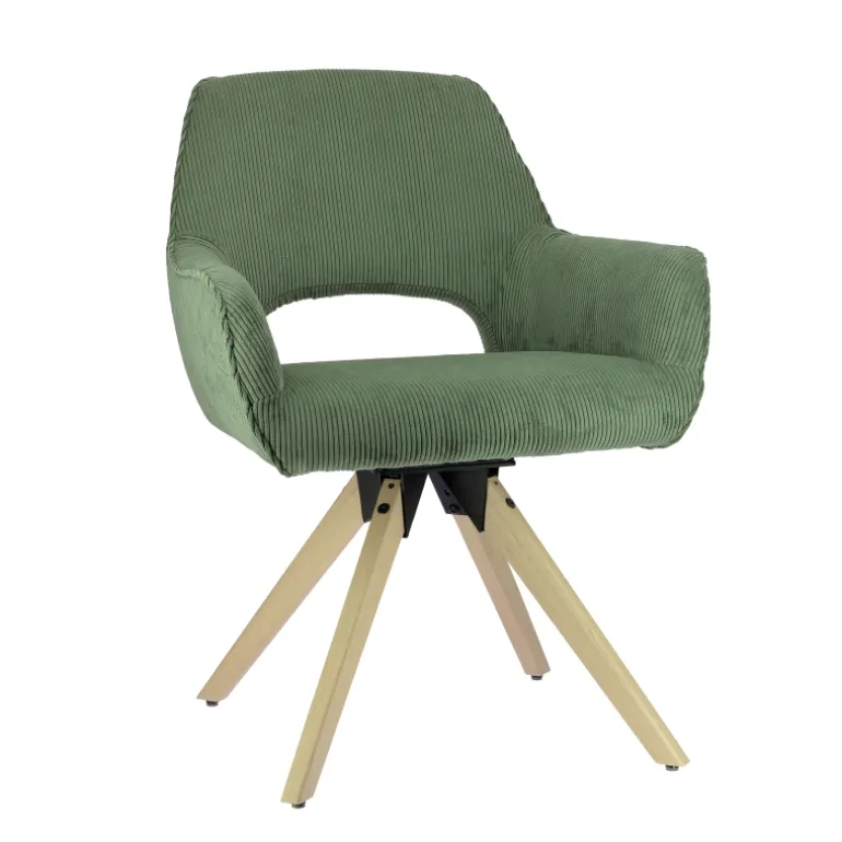 Marius Fauteuil cocooning en tissu avec pieds bois massif