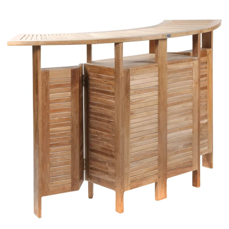 MenhirBar de jardin avec rangement pliable en teck massif