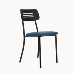 Miro 2 Chaise de cuisine en simili rembourrée avec pieds et dossier strié en métal