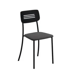 Miro 2 Chaise de cuisine en simili rembourrée avec pieds et dossier strié en métal