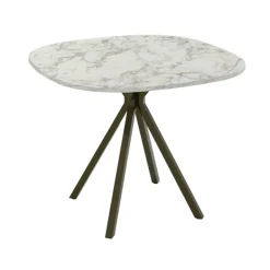 Onyx Table snack carrée avec bords arrondis en stratifié et pieds en métal
