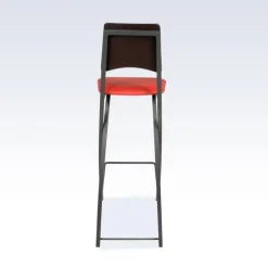 Ophélie Carrier® Tabouret snack contemporain pliant en métal et synthétique dossier bois wengé