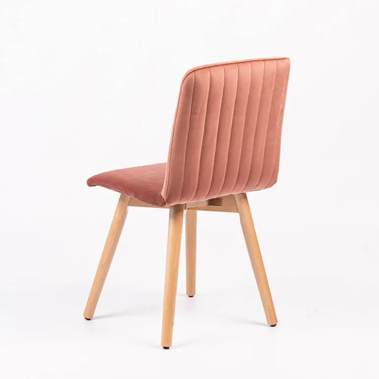 Plaza line Chaise en tissu avec dos matelassé et pieds en bois