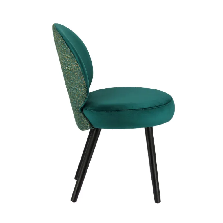 Severus Chaise cosy bicolore en tissu avec pieds bois