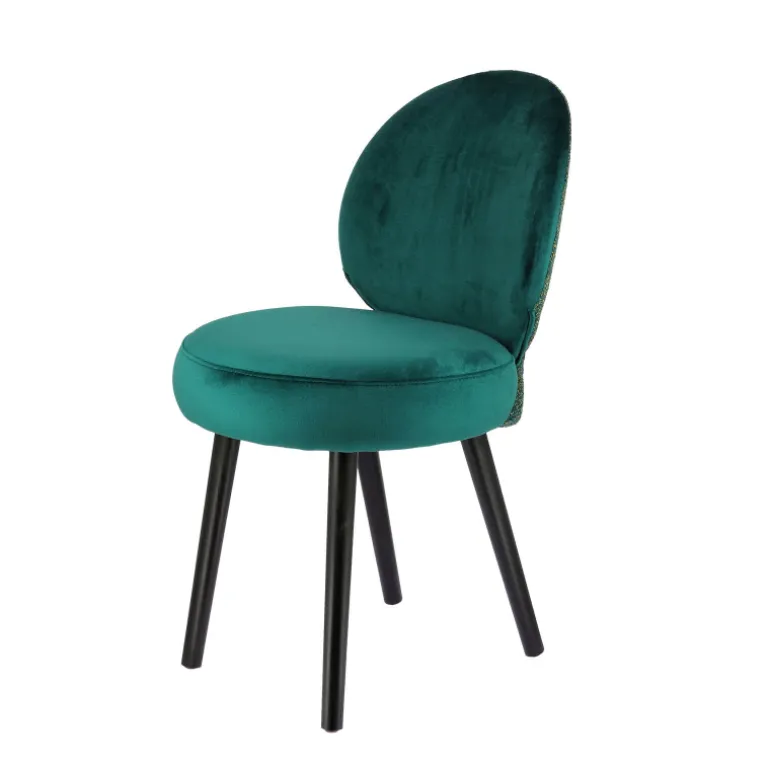 Severus Chaise cosy bicolore en tissu avec pieds bois