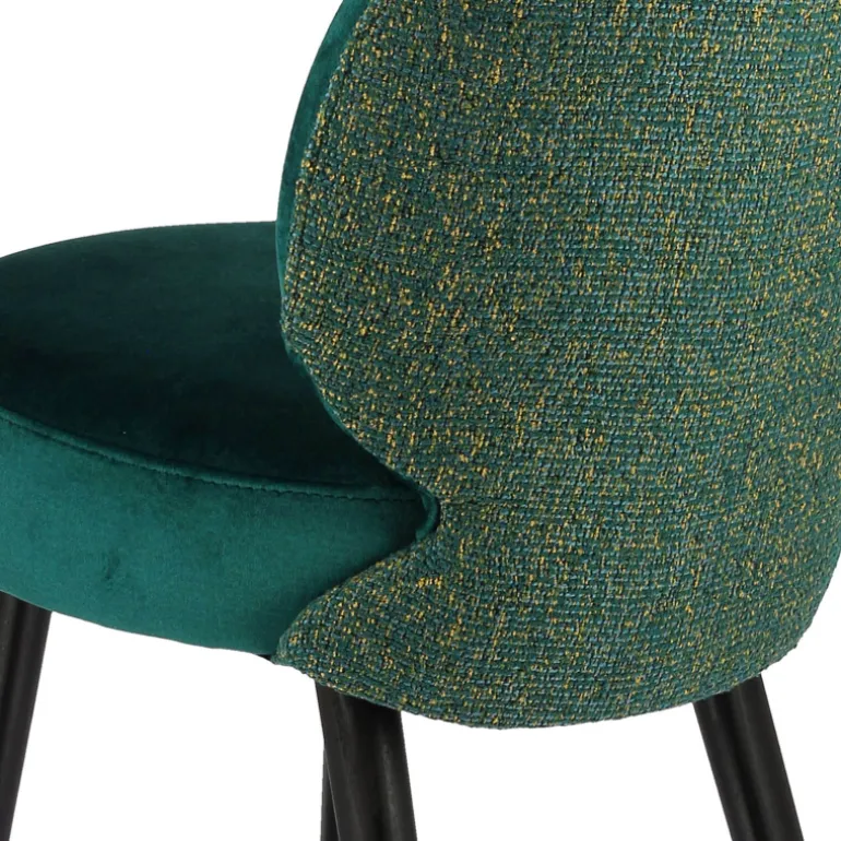 Severus Chaise cosy bicolore en tissu avec pieds bois