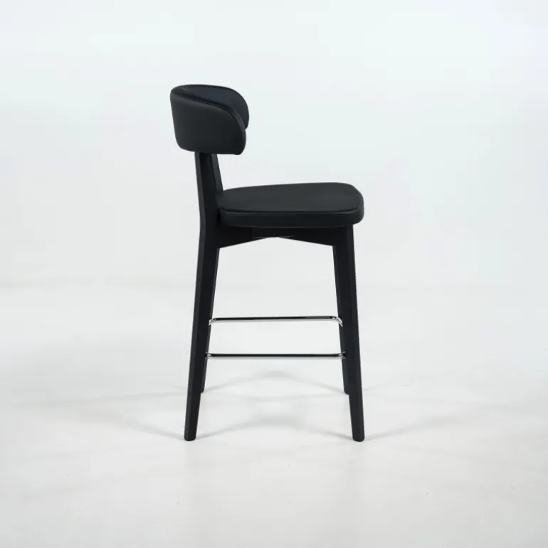 Siren Tabouret snack en bois massif avec assise et dossier rembourrés