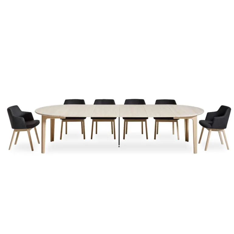 SM112 Table ronde en bois style scandinave extensible