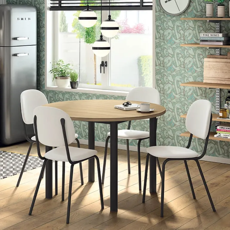 STR5 Chaise de cuisine en simili et métal