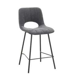 WilliamTabouret cosy en tissu avec pieds en métal noir