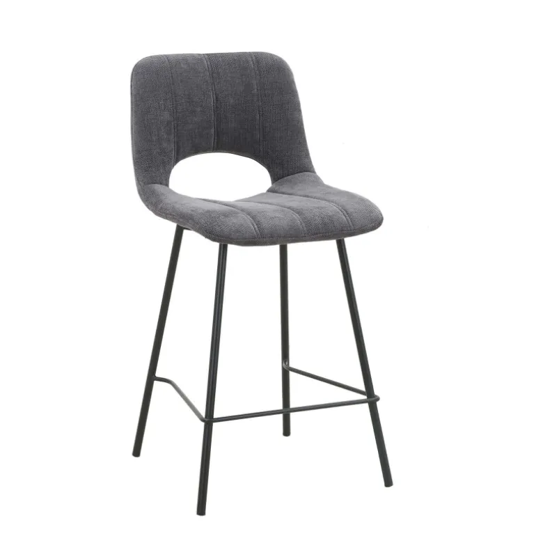 WilliamTabouret cosy en tissu avec pieds en métal noir