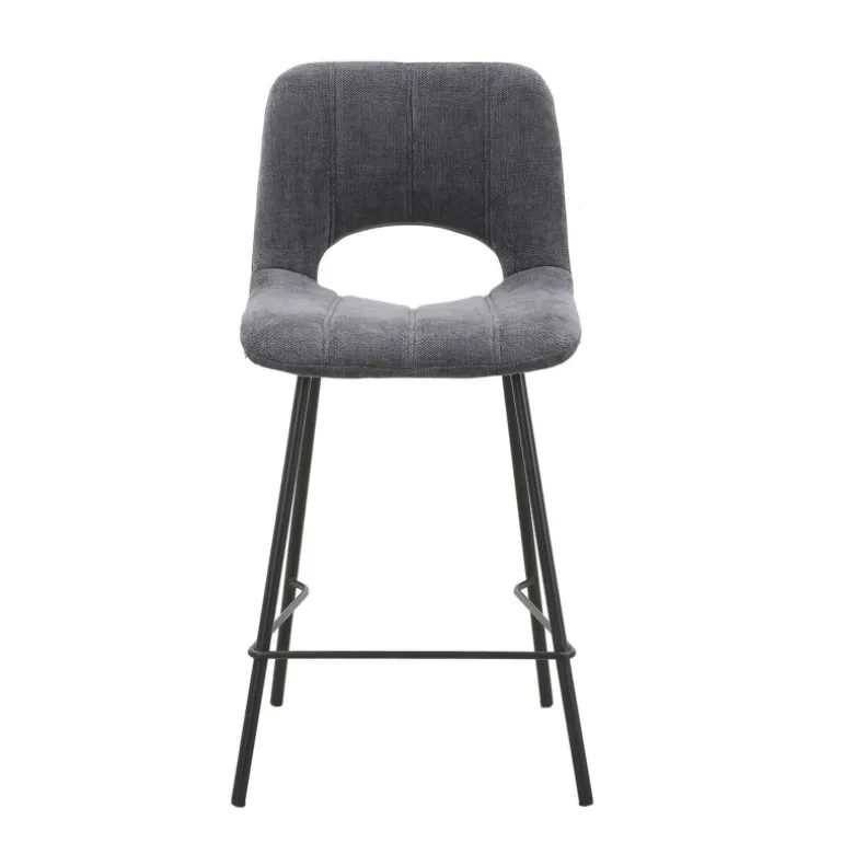 WilliamTabouret cosy en tissu avec pieds en métal noir