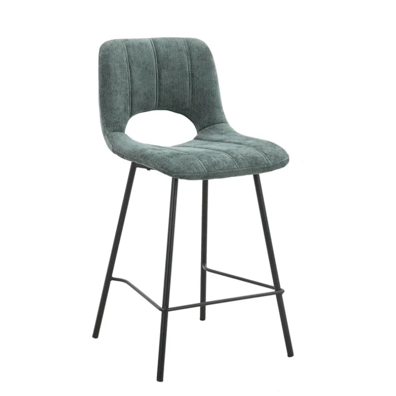 WilliamTabouret cosy en tissu avec pieds en métal noir