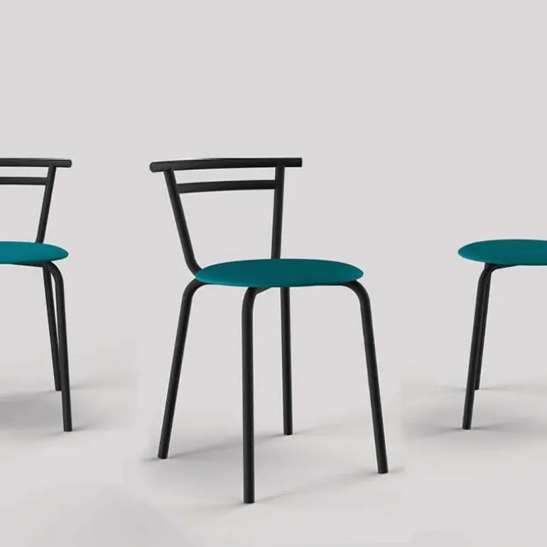 Xélus Carrier® Chaise de cuisine fabriquée en France assise ronde structure métal